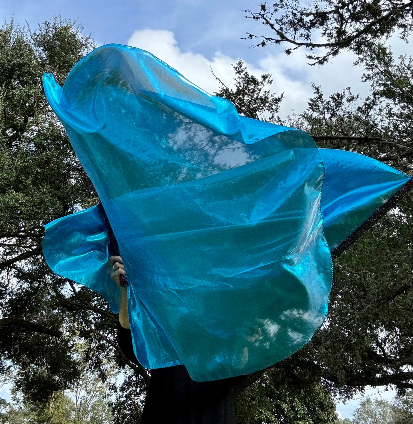 Light blue lame' Worship Praise Dance Flags (Medium)