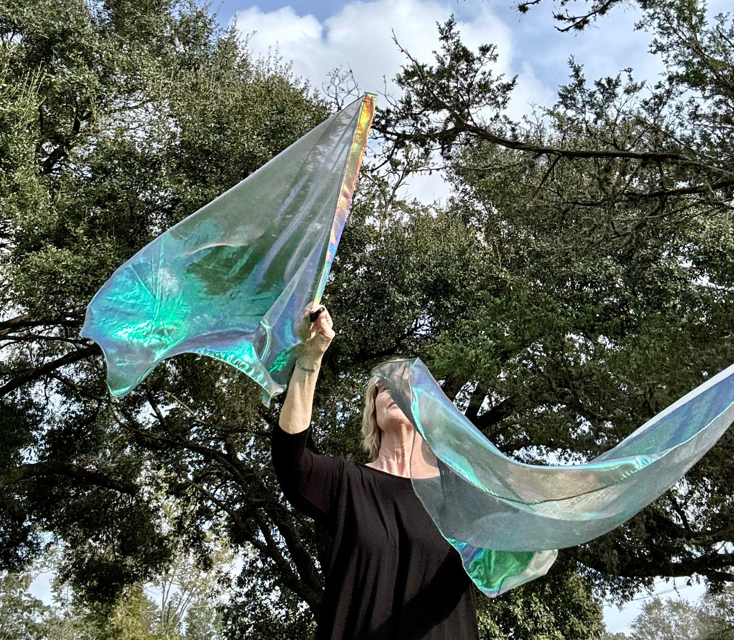 Green shimmer lame' Worship Praise Dance Flags (Small)