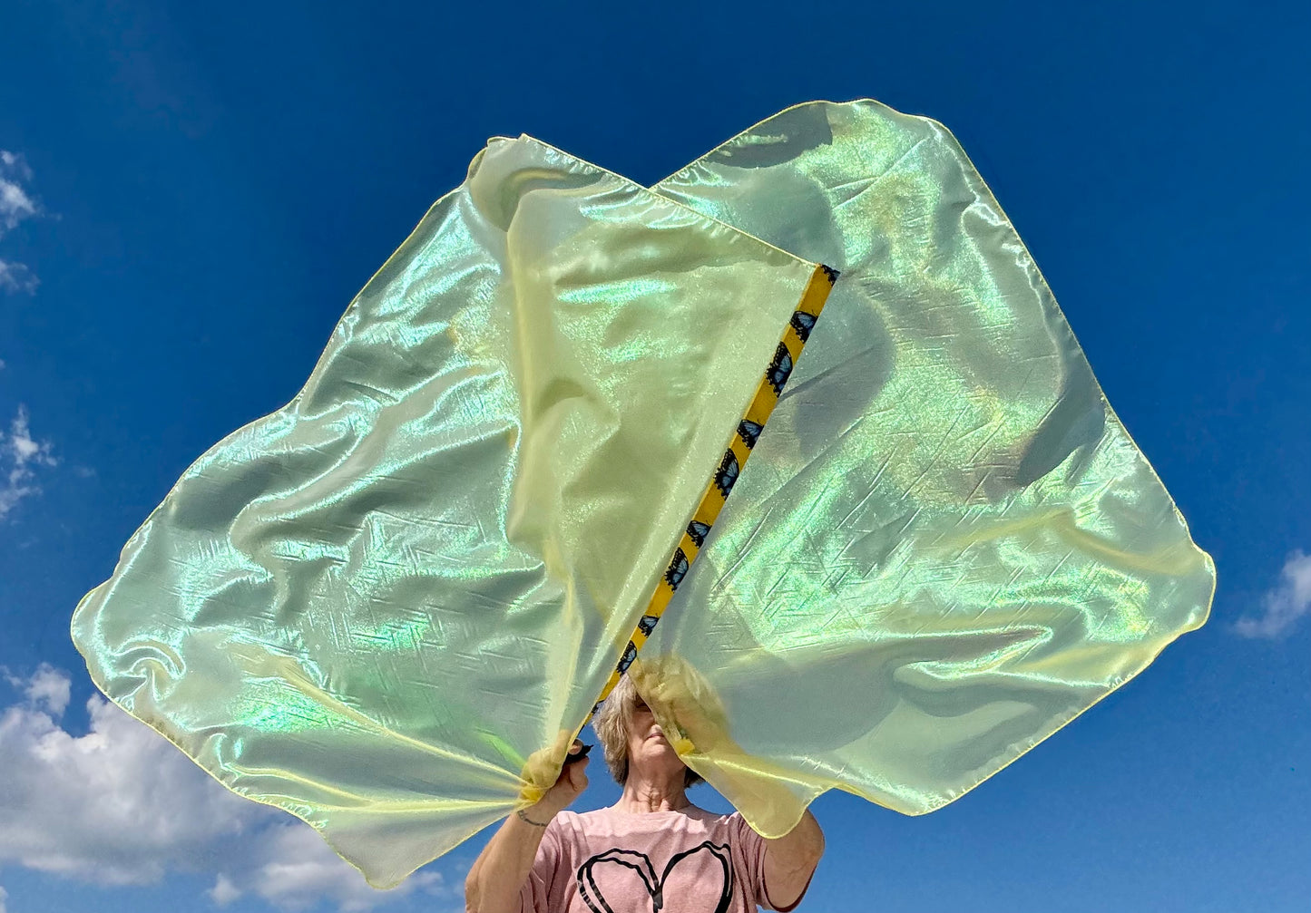 Bright Yellow Lame' Worship Praise Dance Flags (Medium)