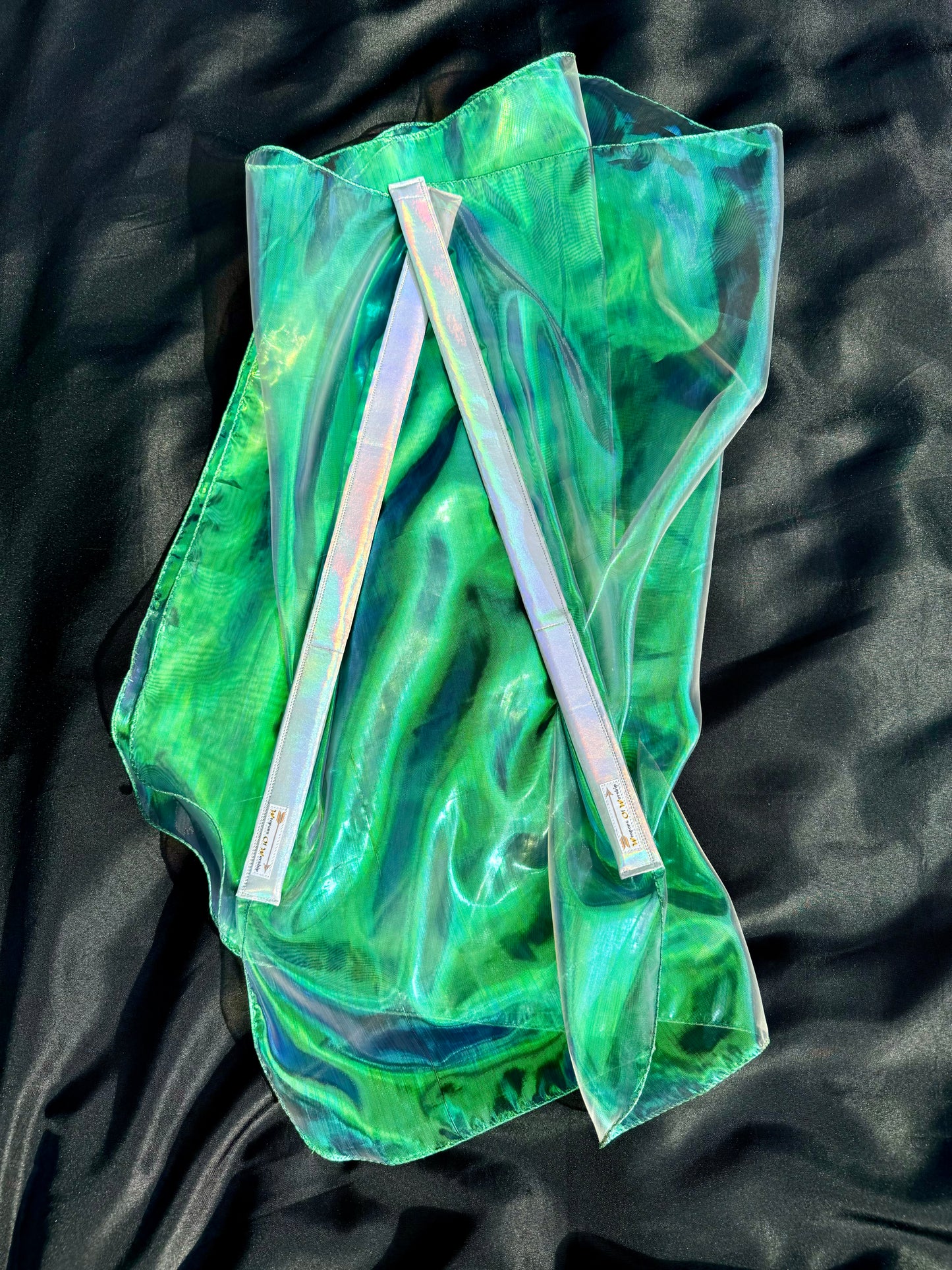 Green shimmer lame' Worship Praise Dance Flags (Small)