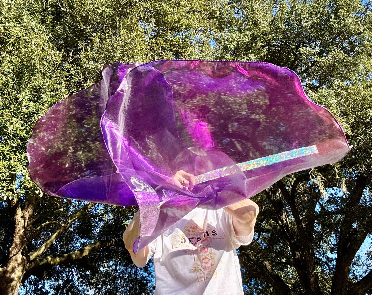 Purple lame' Worship Praise Dance Flags (Small)