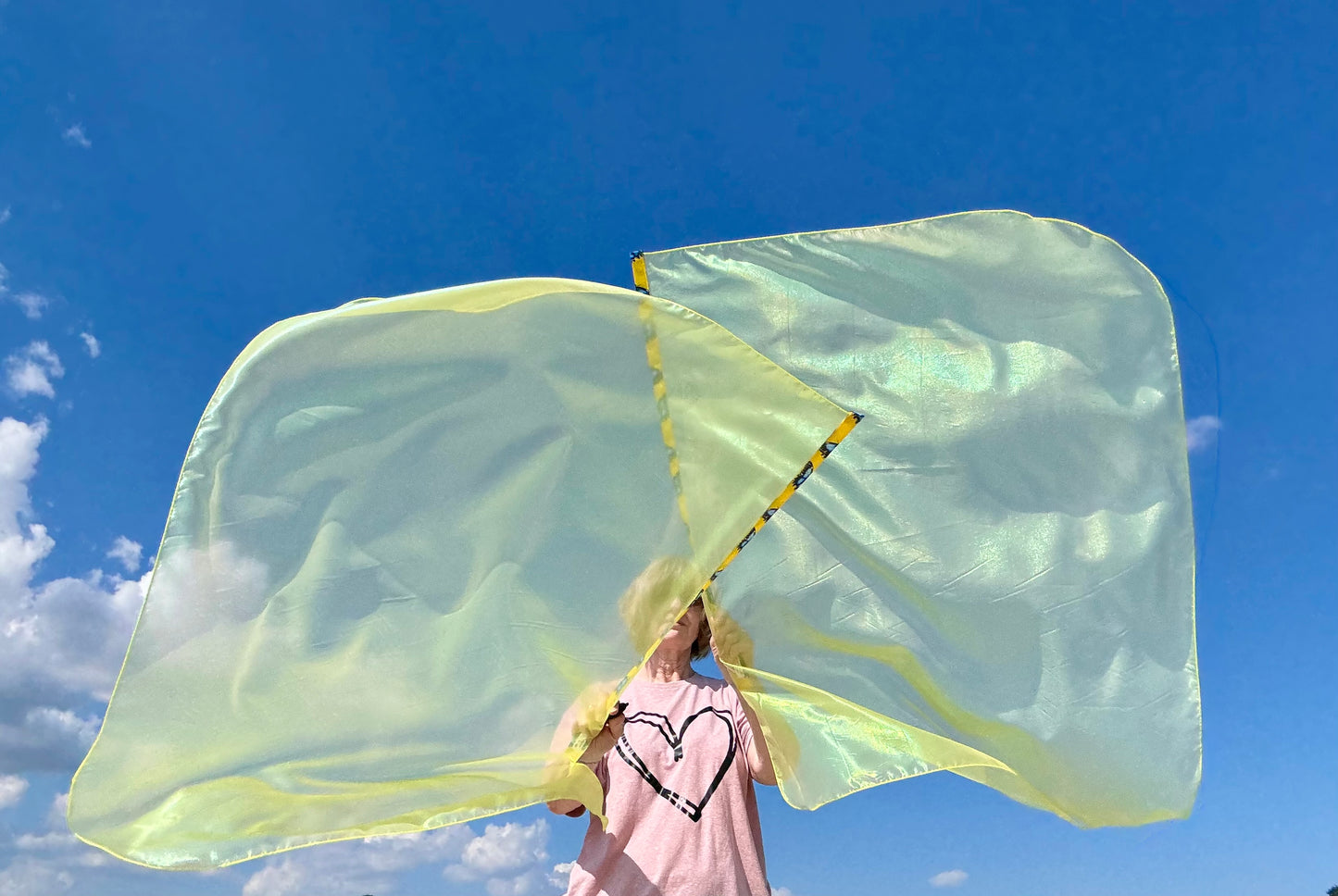 Bright Yellow Lame' Worship Praise Dance Flags (Medium)