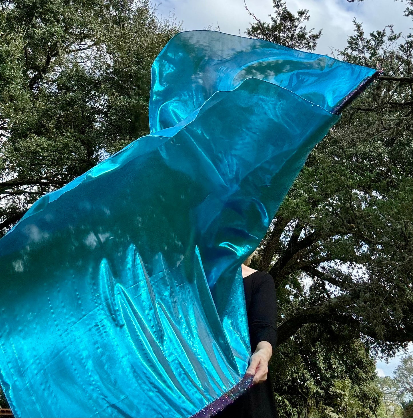 Light blue lame' Worship Praise Dance Flags (Medium)