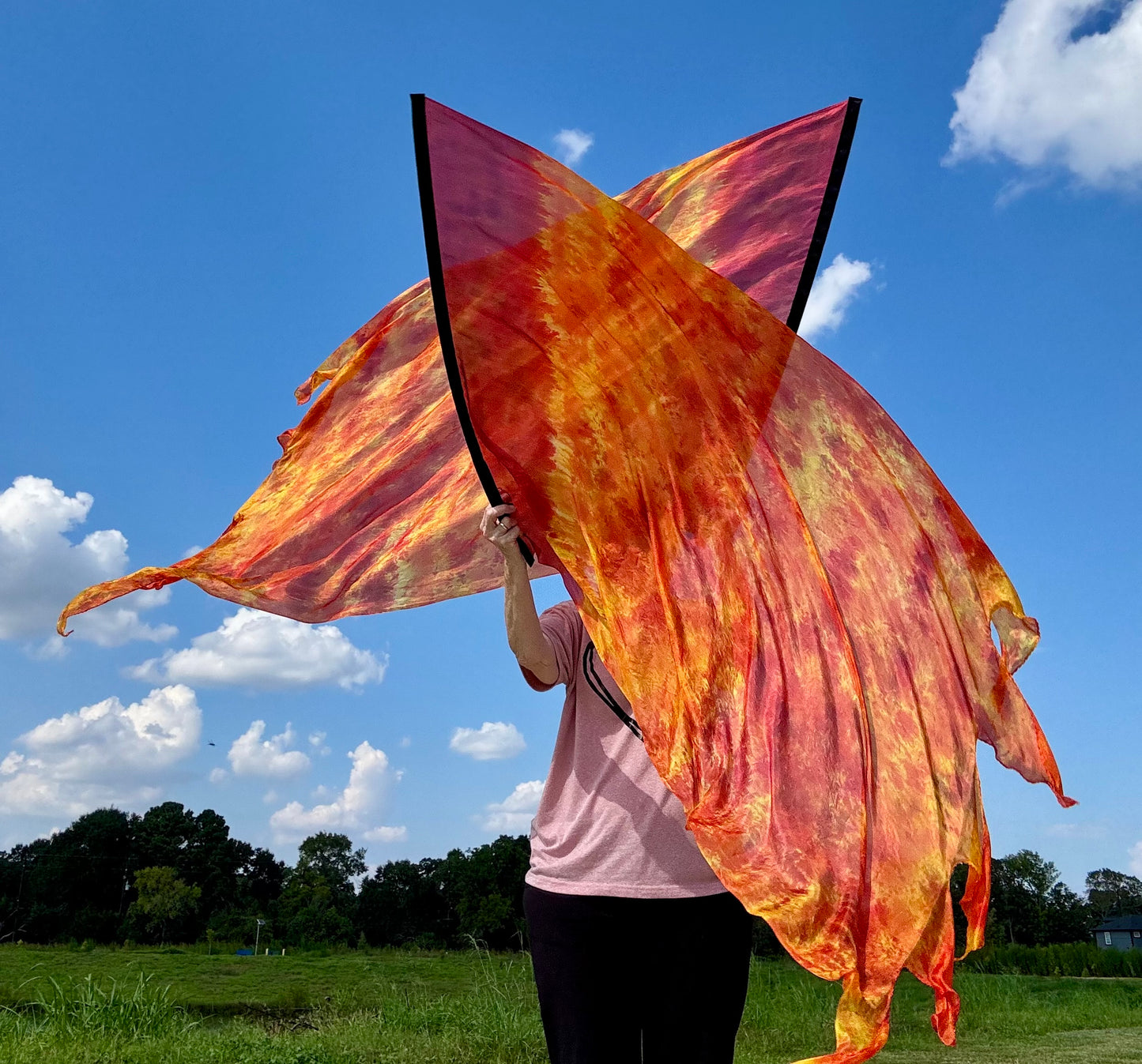 Intense Fire Silk Worship Dance Praise Flag