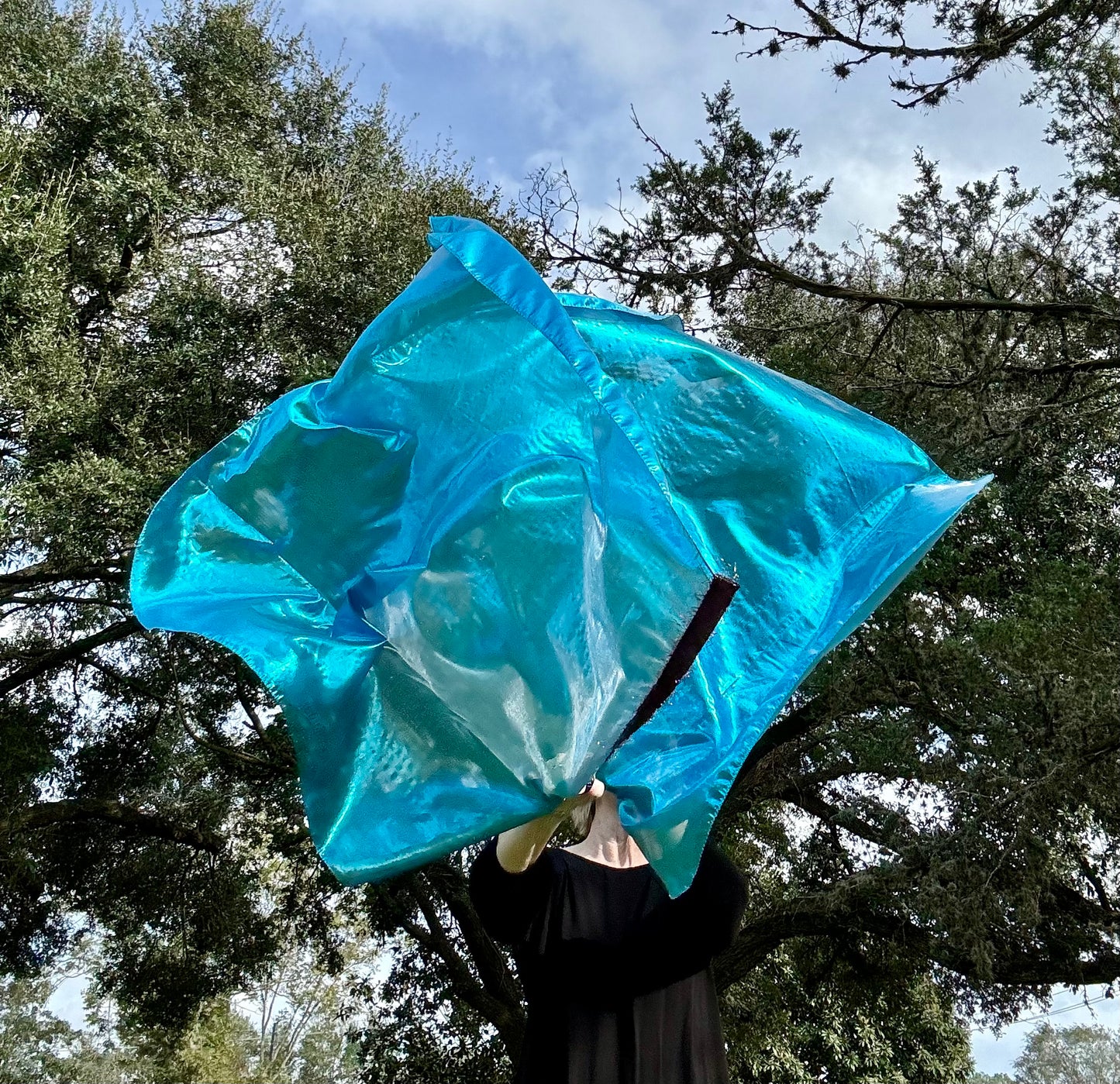 Light blue lame' Worship Praise Dance Flags (Medium)