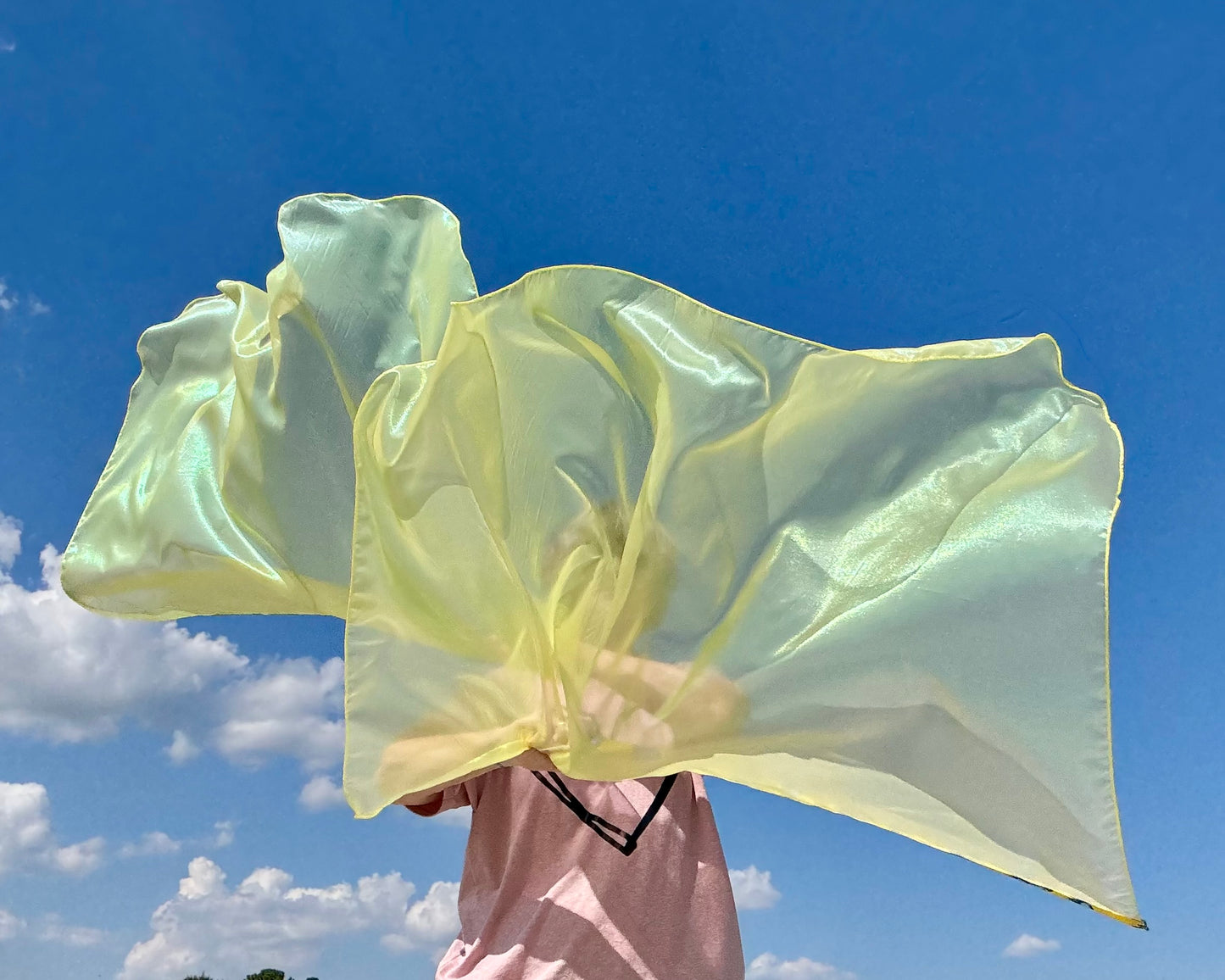 Bright Yellow Lame' Worship Praise Dance Flags (Medium)