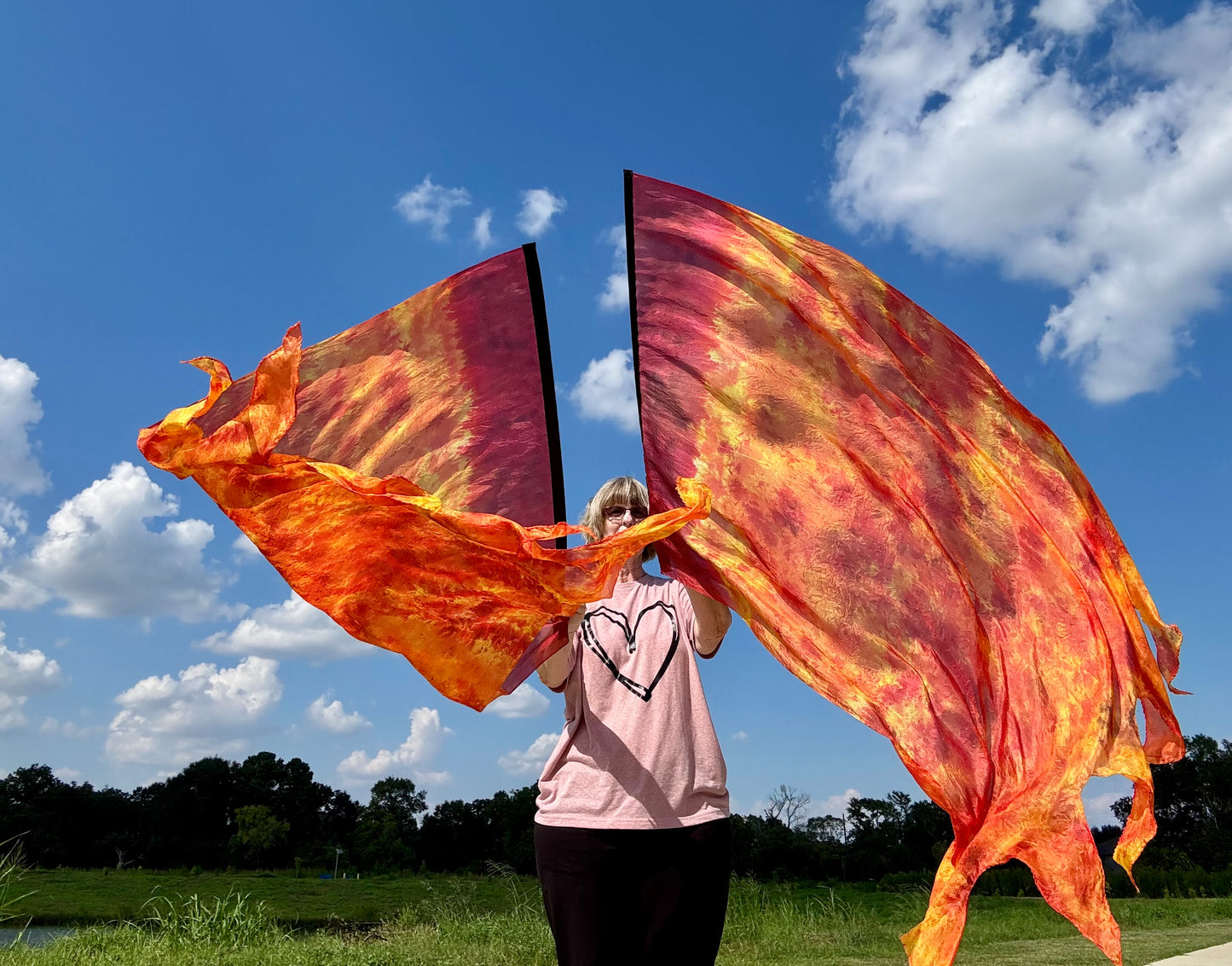 Intense Fire Silk Worship Dance Praise Flag