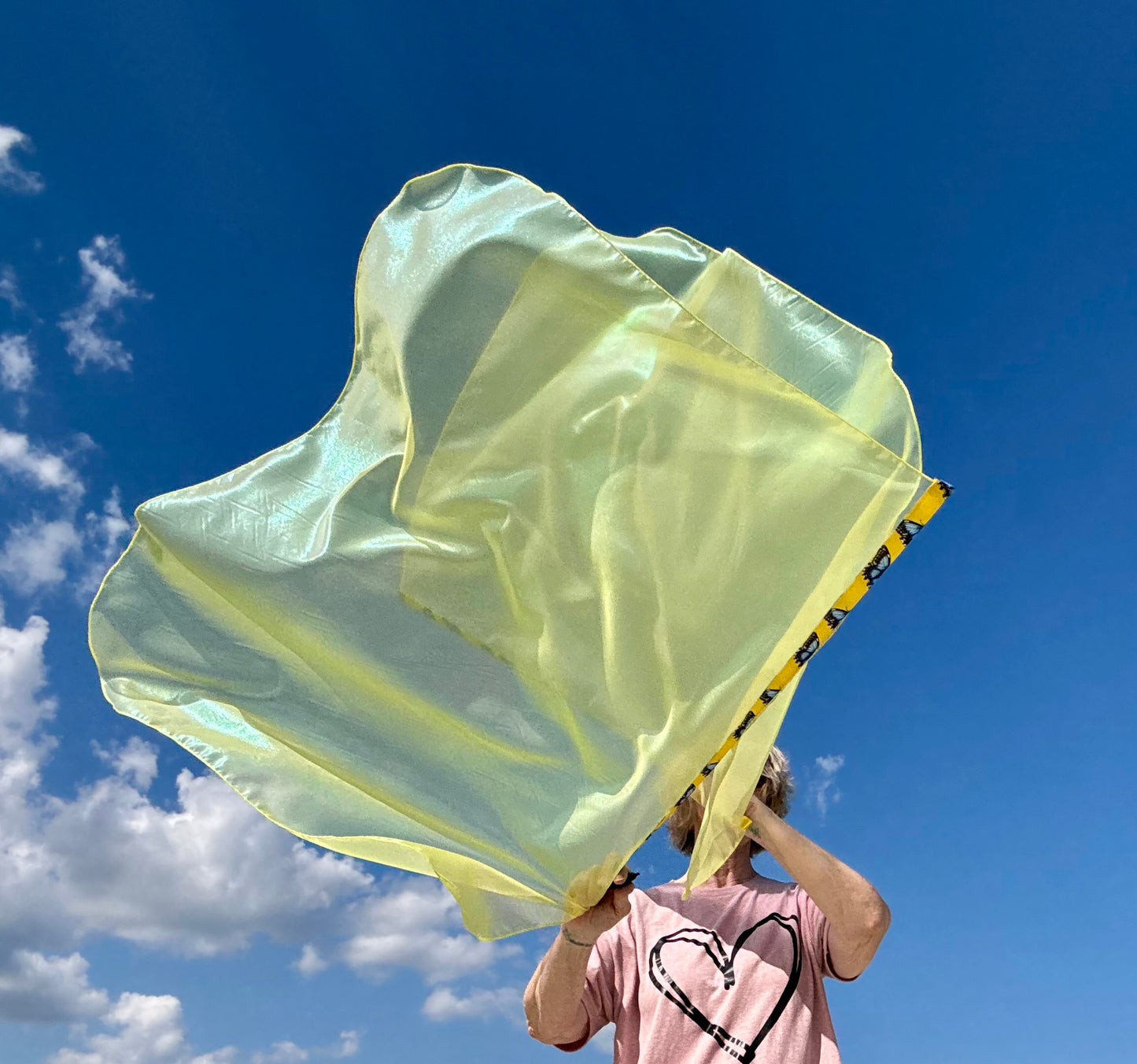 Bright Yellow Lame' Worship Praise Dance Flags (Medium)
