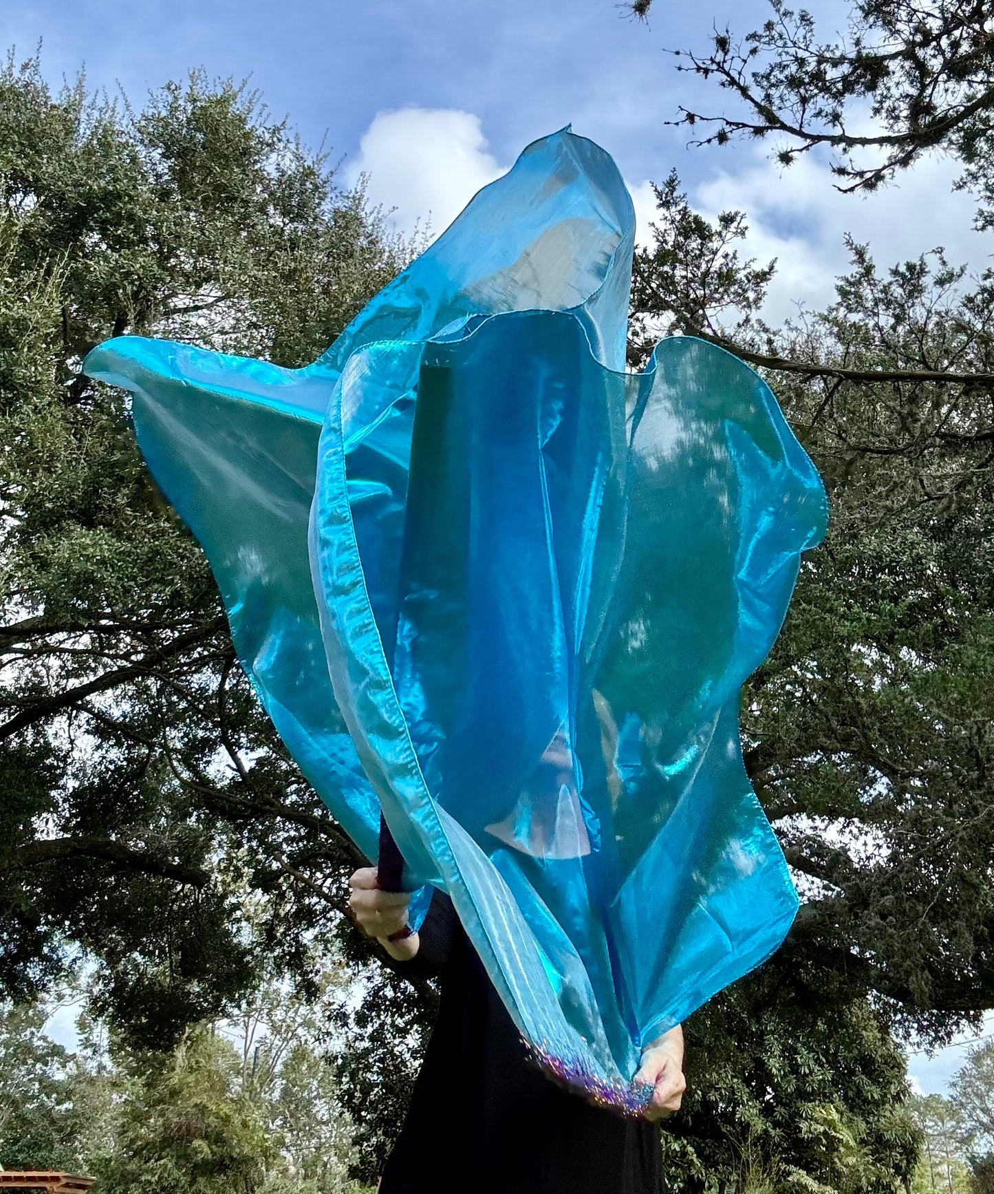 Light blue lame' Worship Praise Dance Flags (Medium)