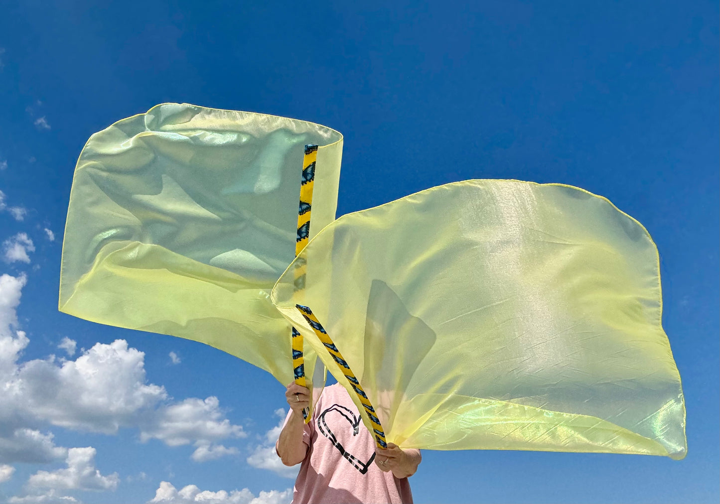 Bright Yellow Lame' Worship Praise Dance Flags (Medium)