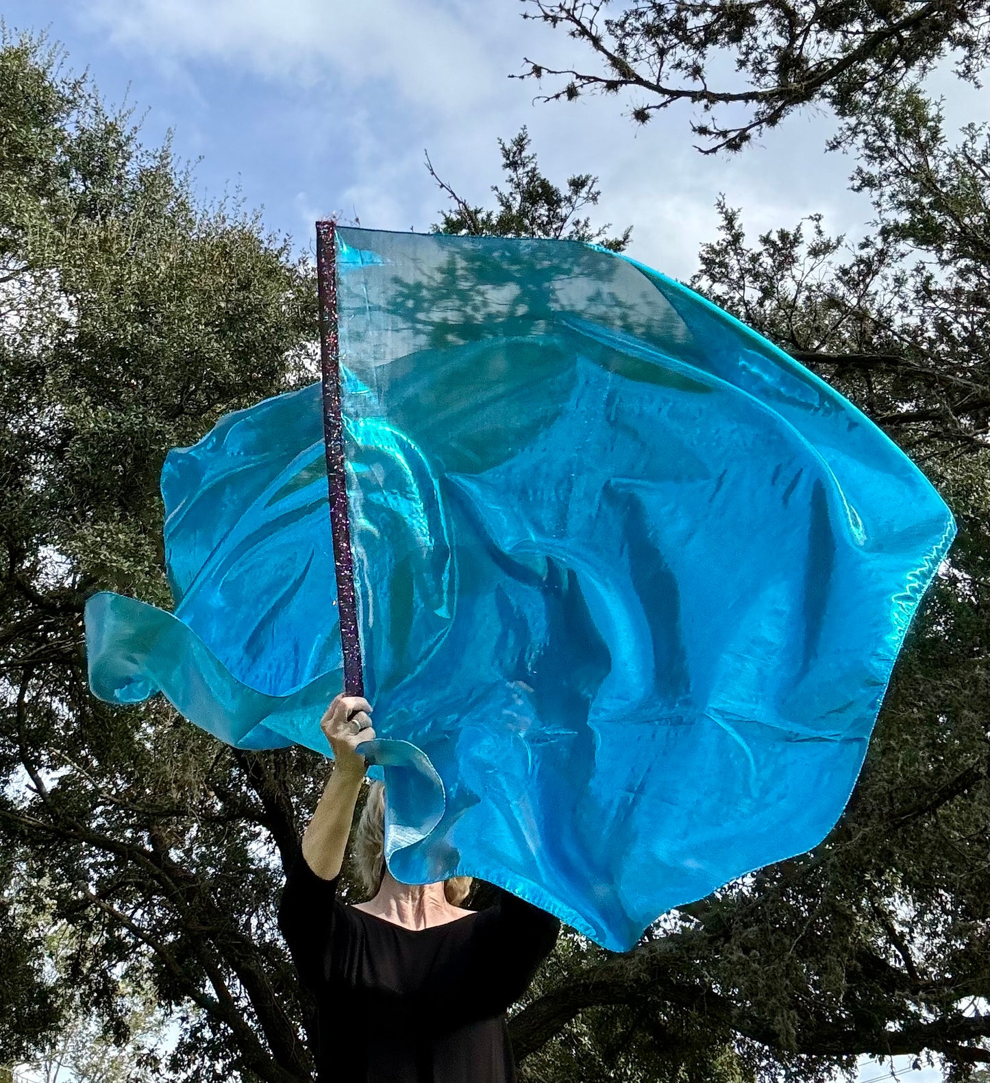 Light blue lame' Worship Praise Dance Flags (Medium)