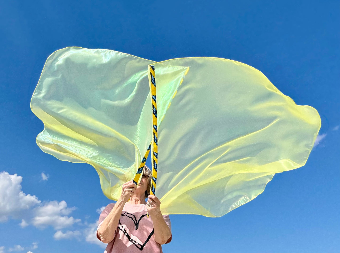 Bright Yellow Lame' Worship Praise Dance Flags (Medium)