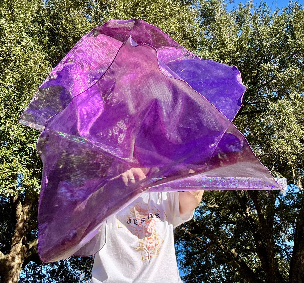 Purple lame'  Worship Praise Dance Flags (Small)