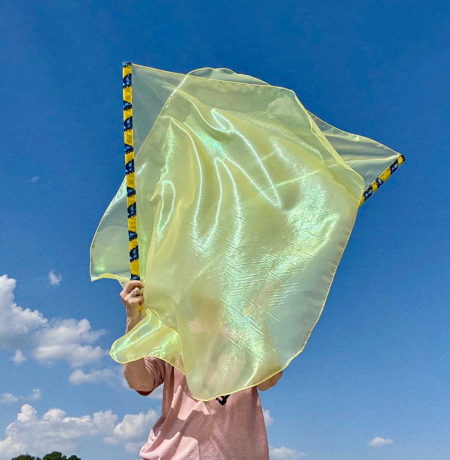 Bright Yellow Lame' Worship Praise Dance Flags (Medium)