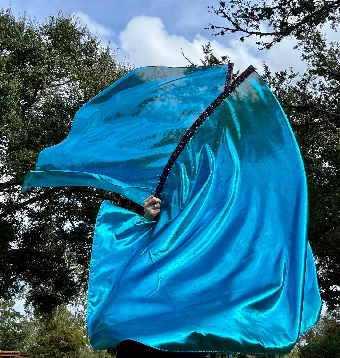 Light blue lame' Worship Praise Dance Flags (Medium)