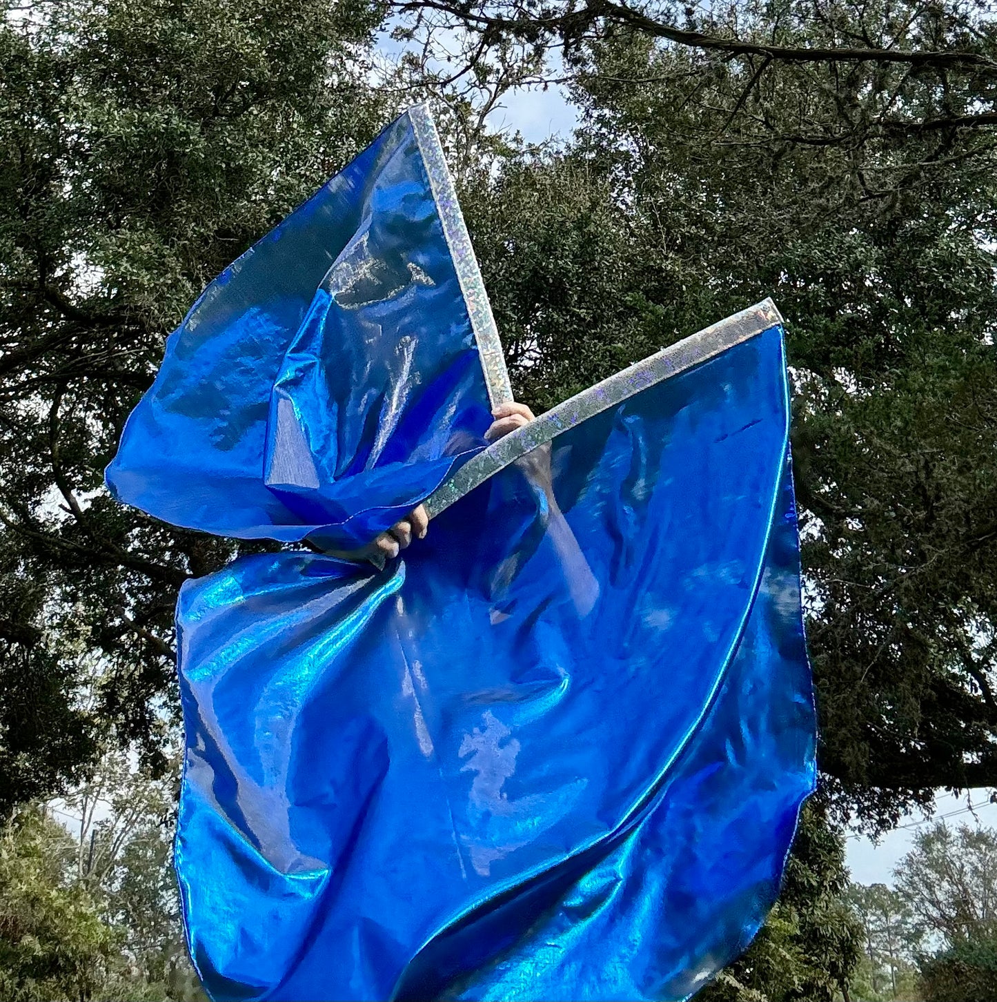 Blue lame' Worship Praise Dance Flags (Small)