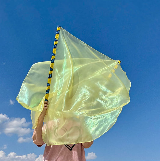 Bright Yellow Lame' Worship Praise Dance Flags (Medium)