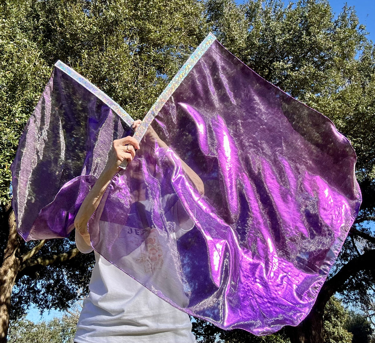 Purple lame'  Worship Praise Dance Flags (Small)