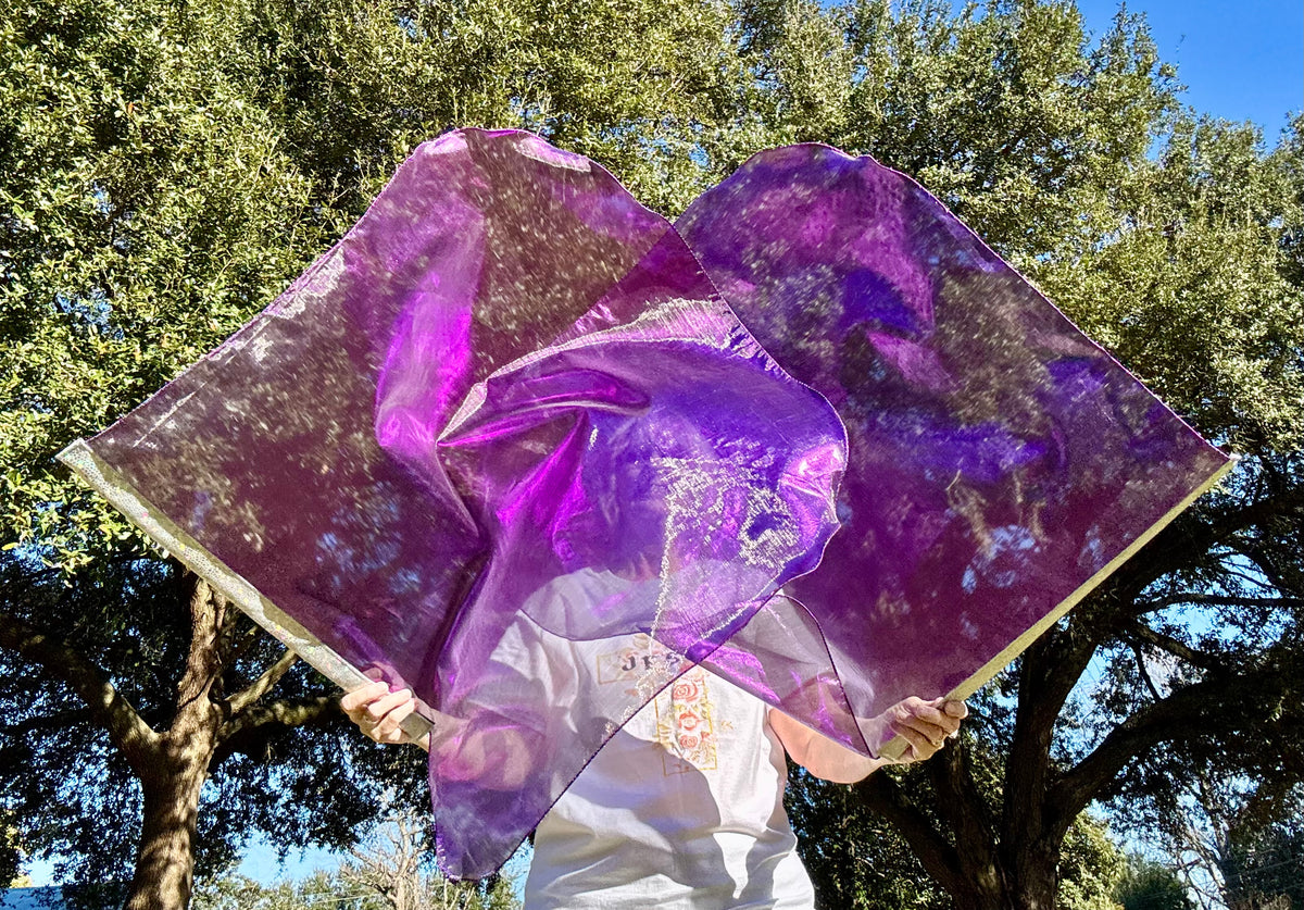 Purple lame'  Worship Praise Dance Flags (Small)