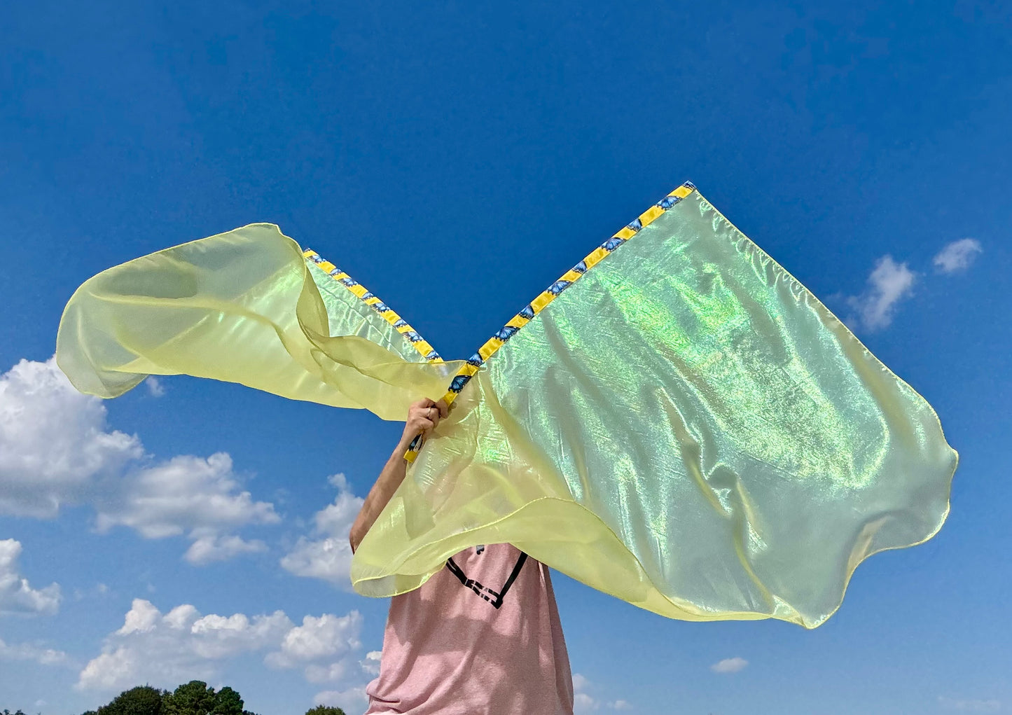 Bright Yellow Lame' Worship Praise Dance Flags (Medium)