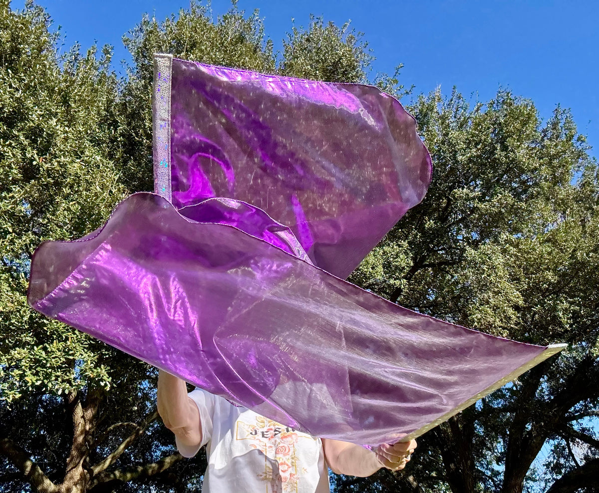 Purple lame'  Worship Praise Dance Flags (Small)